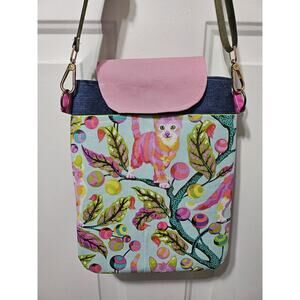 Handmade Upcycled Crossbody Bag Boho Patchwork Eclectic Cat Maximalist w Strap